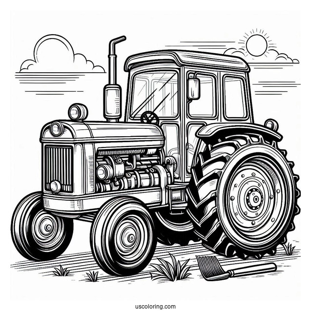 Detailed Farm Tractor To Color