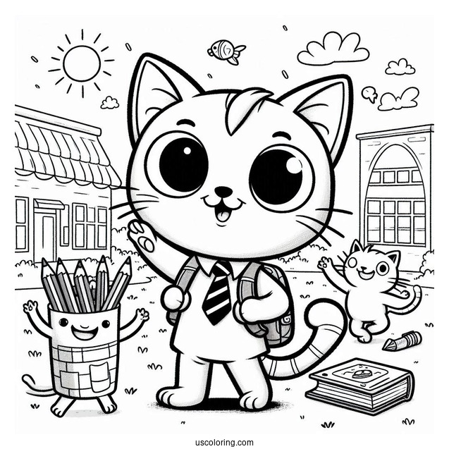 Pete The Cat At School Coloring Page
