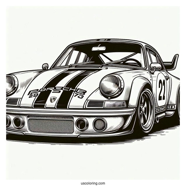 Vintage Porsche Race Car Coloring Page