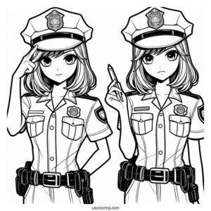 Black Police Officer Coloring Page