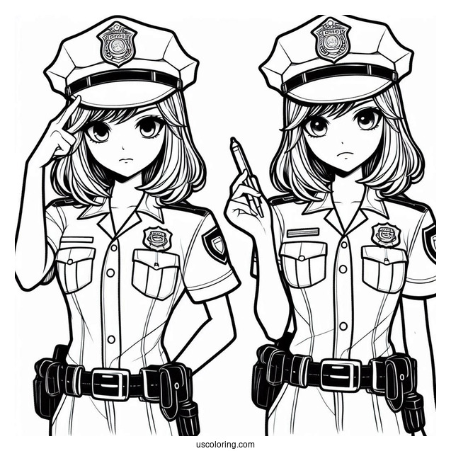 Black Police Officer Coloring Page