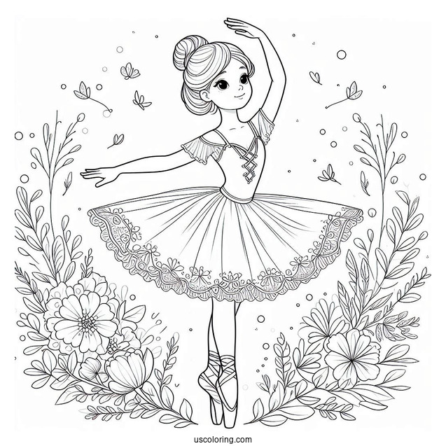 Ballerina Standing On Toes To Color