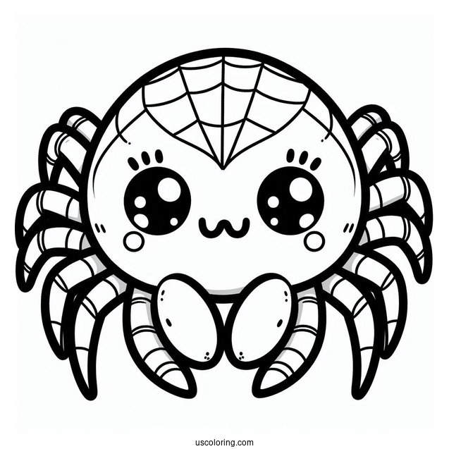Adorable Kawaii Spider Coloring Page