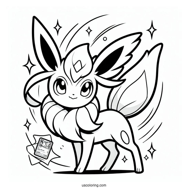 Sylveon Coloring Page Of Wonder Flash Pokemon Card