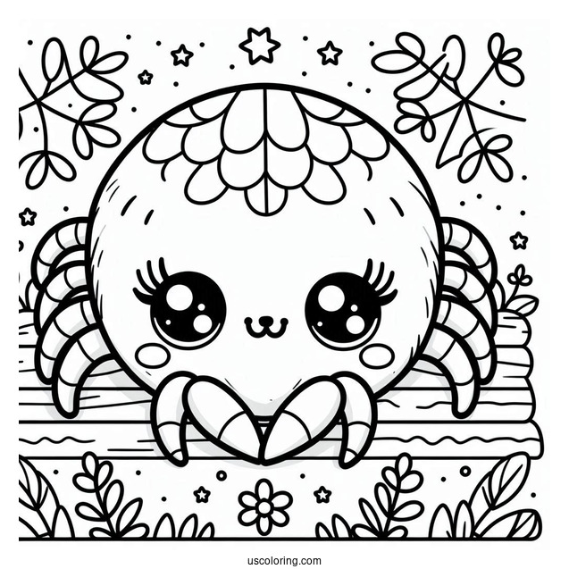 Adorable Kawaii Spider Coloring Page