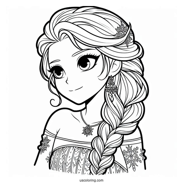 Easy Elsa Coloring Page For Kids