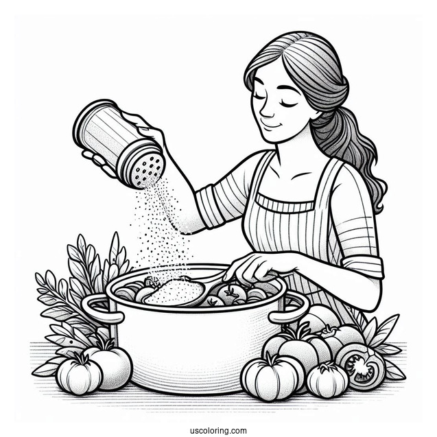 Ratatouille Coloring Page Adding Salt To A Pot For Kids