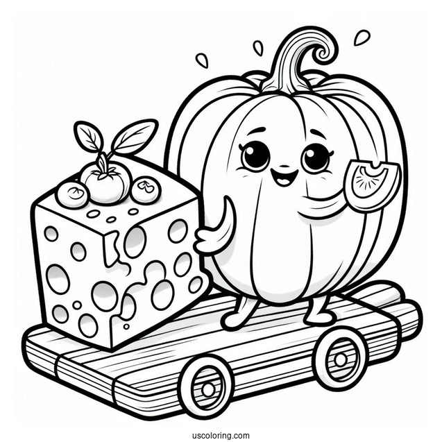 Ratatouille Coloring Page Carrying A Slice Of Cheese