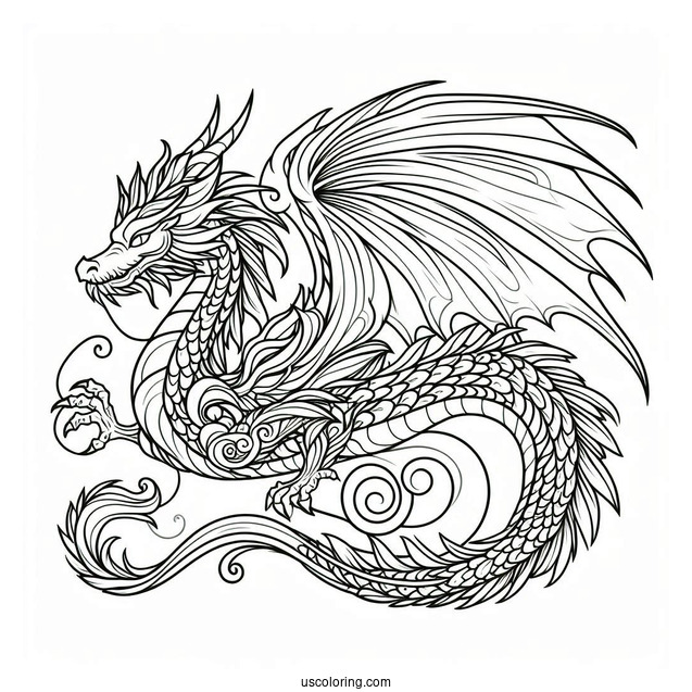 Mythical Dragon Coloring Sheet