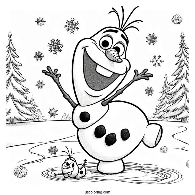 Olaf Making A Snow Angel To Color