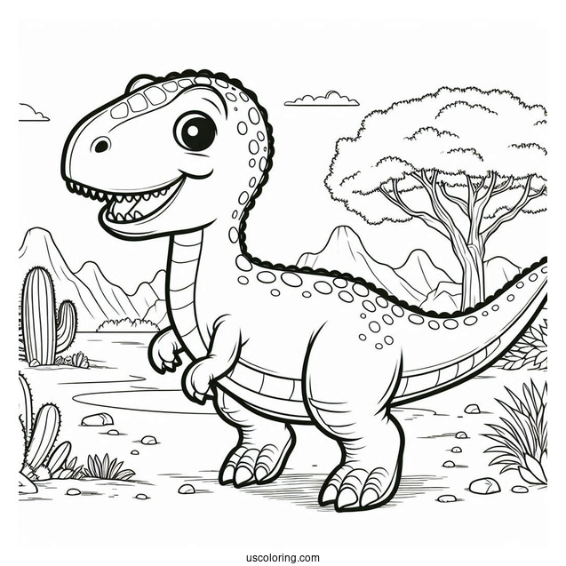 Happy Camarasaurus Dinosaur Coloring Page For Kids