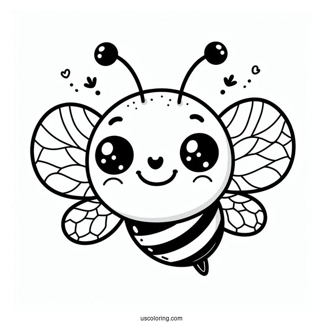 Easy Smiling Bee Coloring Page Outline For Kids