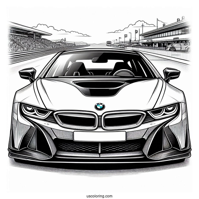 Front Of BMW Coloring Page i8 Race Car