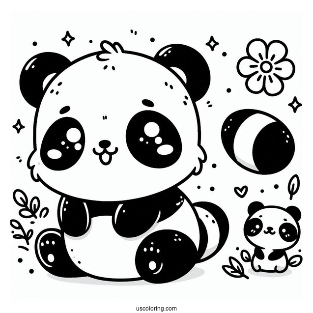 Adorable Cartoon Panda Coloring Sheet