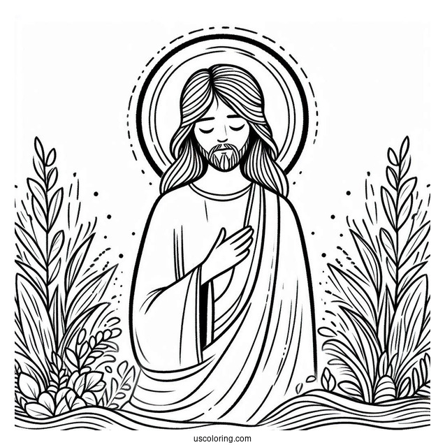 Simple Jesus Coloring Page With A Halo For Kids