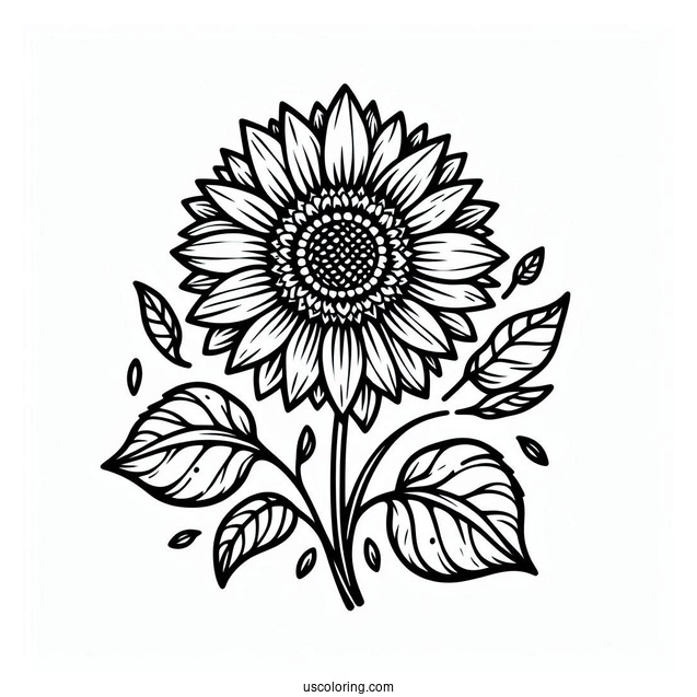 Simple Kids Sunflower For Coloring In