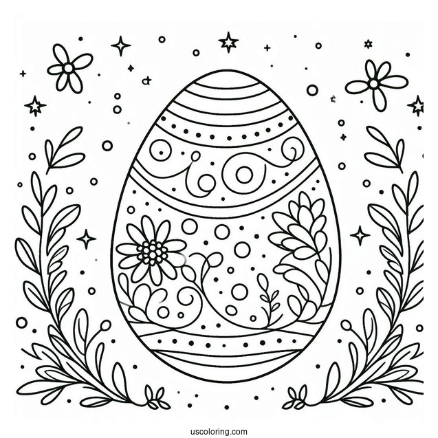 Polka Dots And Curvy Lines Easter Egg Design For Preschoolers