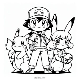 Ash Character With Pikachu And Charmander