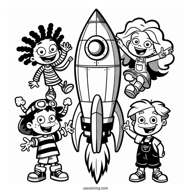 Nickelodeon Coloring Page Of Rocket Power Otto, Regina, Sam, And Maurice