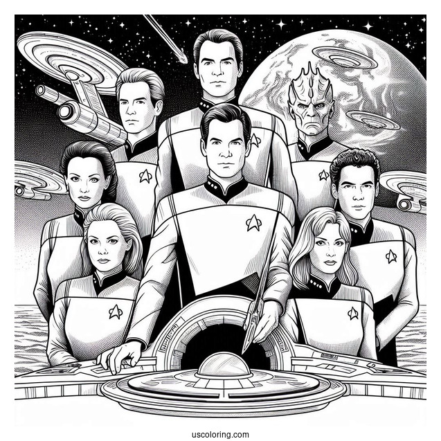 Star Trek Coloring Page Of Next Generation Poster Of Crew