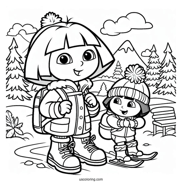 Dora With Boots And Friend During Winter