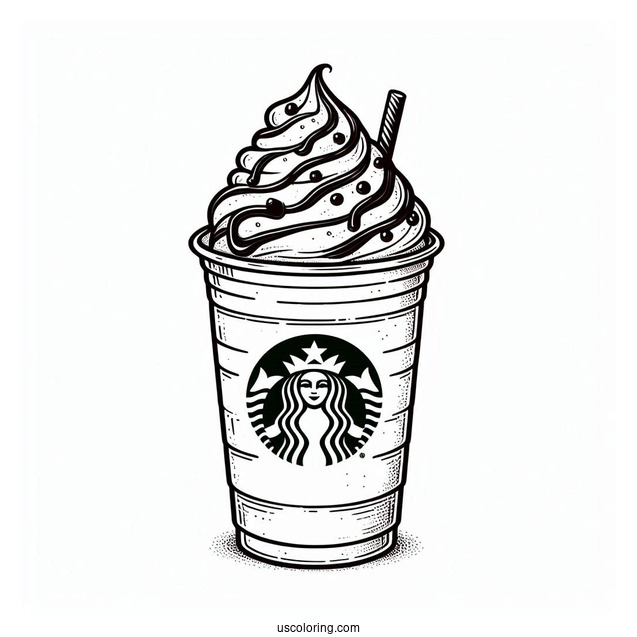 Starbucks Coloring Page Frappe With Whipped Cream And Chocolate Syrup