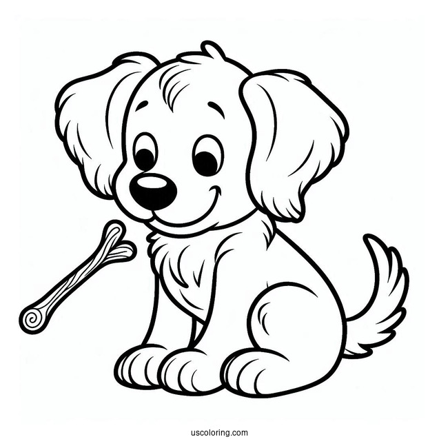 Easy Outline Of Dog With Stick