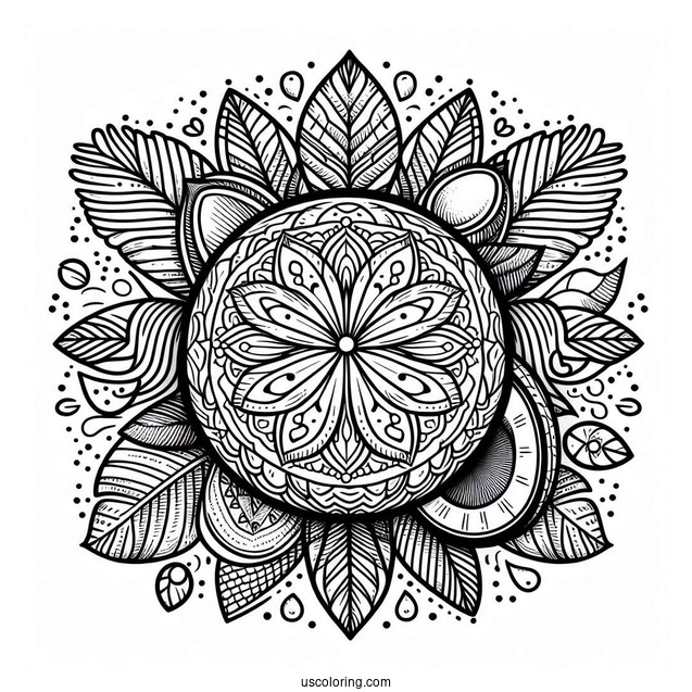 Intricate Coconut Coloring Page Mandala