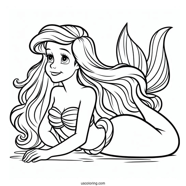 Iconic Little Mermaid Ariel Pose Coloring Page