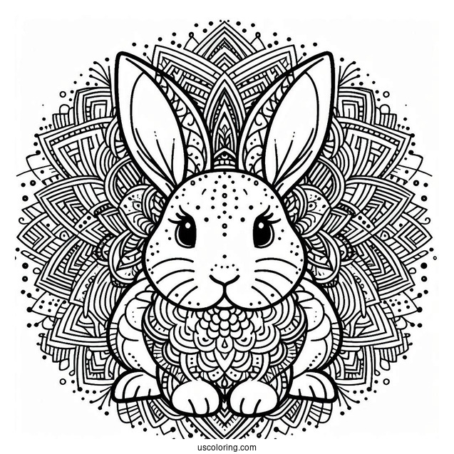 Intricate Rabbit Coloring Page Mandala