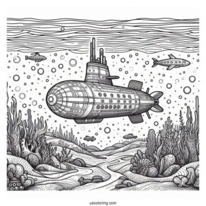 Atlantis Submarine Coloring Page Above The Sea Floor