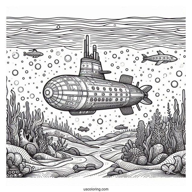 Atlantis Submarine Coloring Page Above The Sea Floor