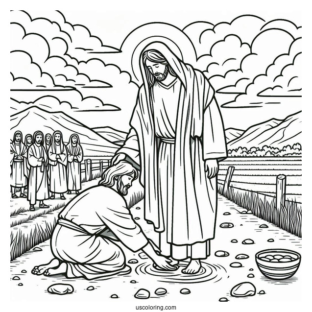 Jesus Coloring Page Healing The Sick On The Side Of The Road