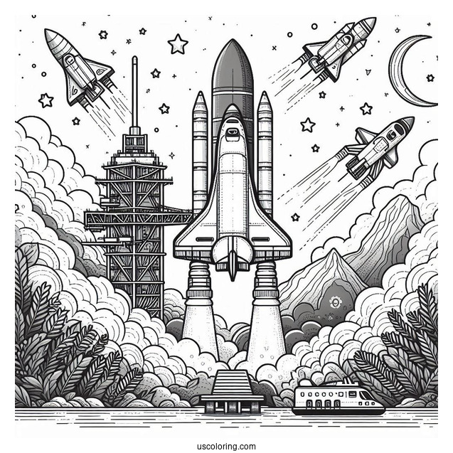 Discovery Space Shuttle Rockets Ignited