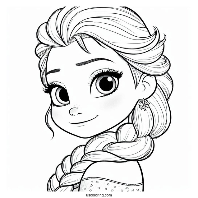 Young Elsa As A Child Simple Coloring In