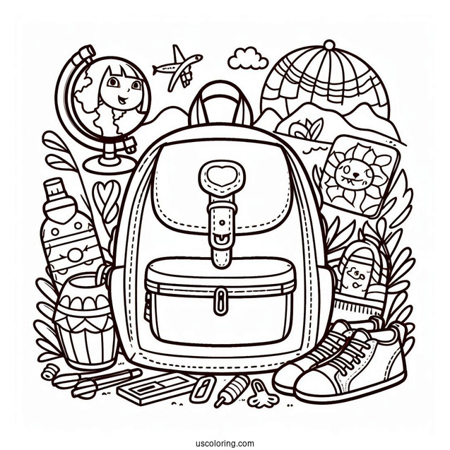 Coloring Page Of Doras Backpack