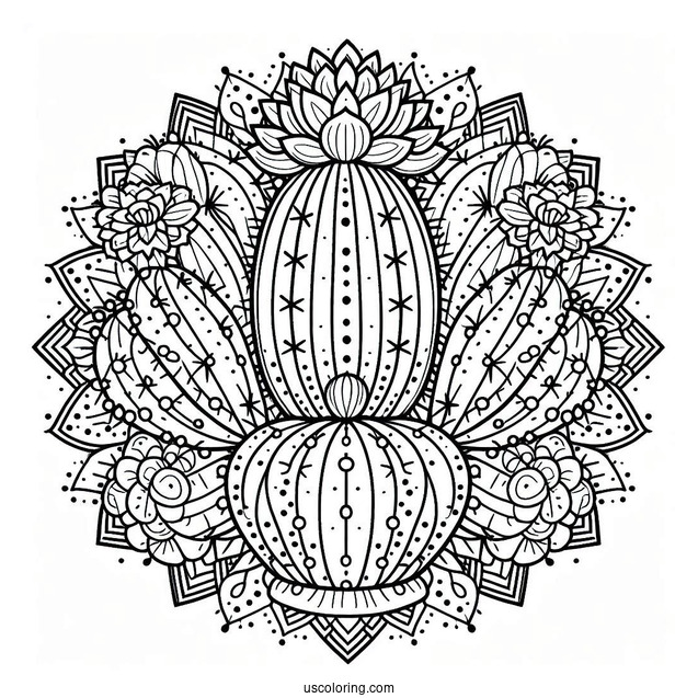 Cactus Mandala To Color For Relaxation