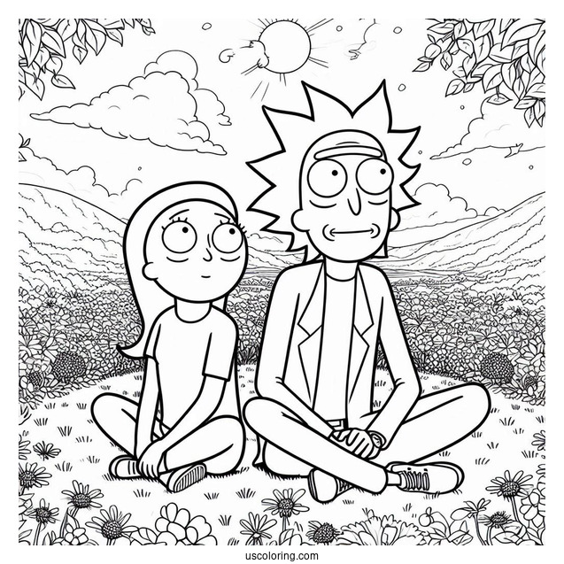 Rick and Morty Coloring Page Of Beth Smith in the Yard