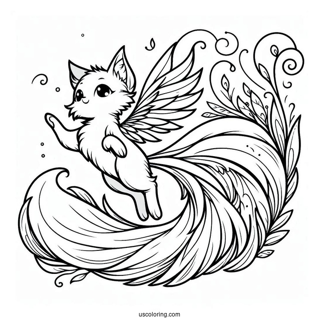 Tails Coloring Page Waving While Flying