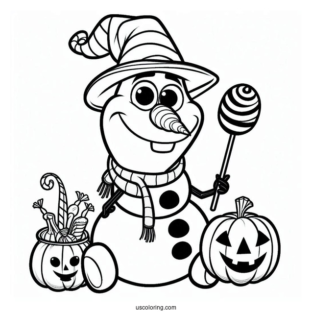 Halloween Themed Olaf Coloring Sheet