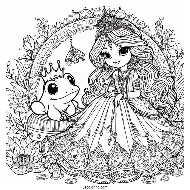 Coloring Sheet Of Princess And The Frog