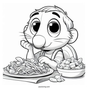 Cute Ratatouille Coloring Page Eating leftovers With Emile