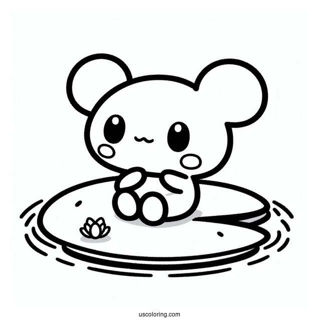 Sanrio Coloring Pages Of Keroppi With Kokero On Lily Pad