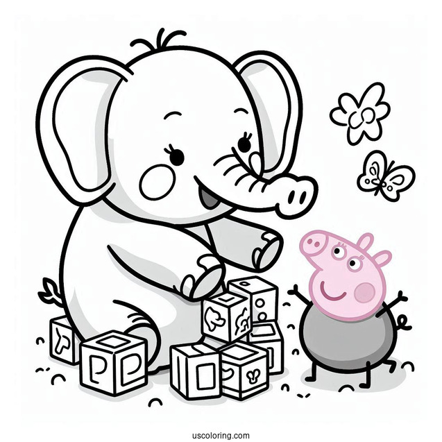 Emily The Elephant Playing With Wood Blocks