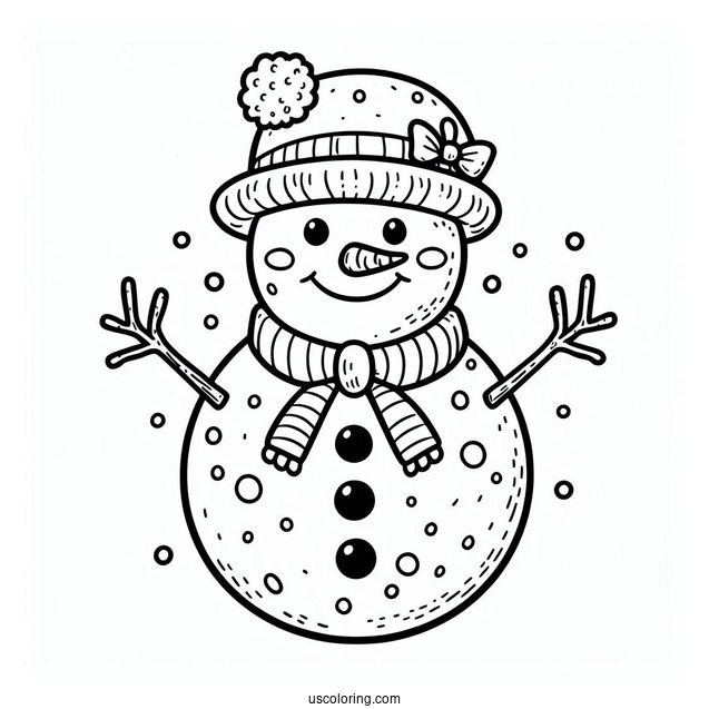 Jolly Looking Snowman To Color