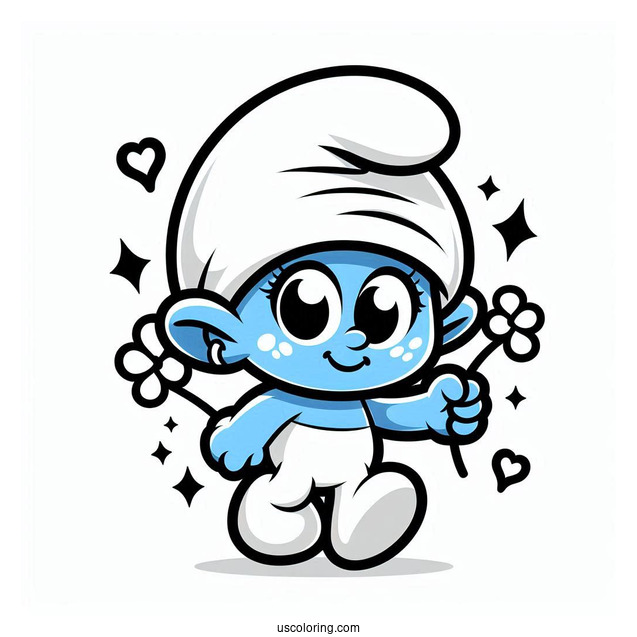 Kawaii Baby Smurf Coloring In