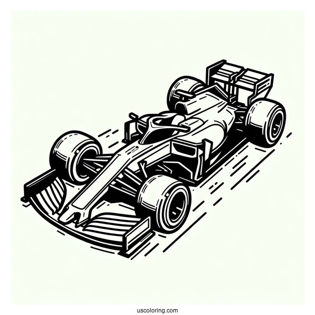 Easy Formula 1 Race Car For Kids To Color