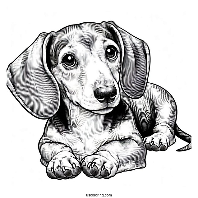 Close Up Of Dachshund Coloring Page