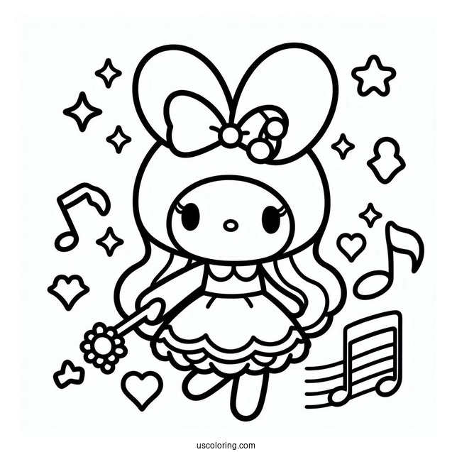 Easy My Melody Coloring Page For Kids