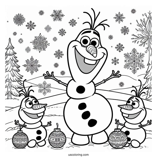 Olaf With Snowgies To Color